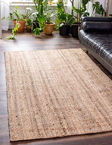 Unique Loom Braided Jute Collection Hand Woven Natural Fibers Natural/Beige Area Rug (9' 0 x 12' 0)