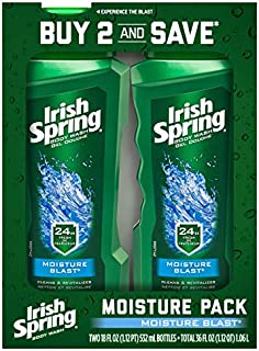 Irish Spring Moisturizing Men's Body Wash Shower Gel, Moisture Blast - 18 Fluid Ounce (2 Pack)