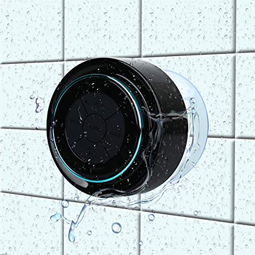 Bluetooth Shower Speakers, HAISSKY Portable Wireless Waterproof Speaker with FM Radio & Suction Cup, Pairs Easily to Your Bluetooth Devices - Phones, Tablets, Computer (Black & Blue)