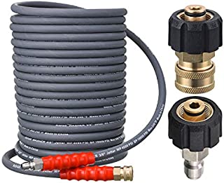 RIDGE WASHER Pressure Washer Hose 50 Feet X 3/8 Inch for Hot and Cold Water, with M22 14mm to 3/8 Inch Quick Connect, 4000 PSI