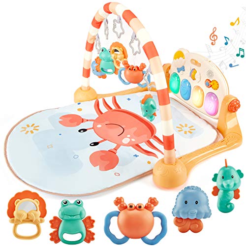 Baby Play Mat for Baby Gym Baby Play Gym Activity Mat, Infant Toys Baby Toys 3-6 Months 6 to 12 Months, Kick&Play Piano Tummy Time Mat Baby Girl Boy Stuff Newborn Baby Playmat Baby Girl Boy Gifts Toys