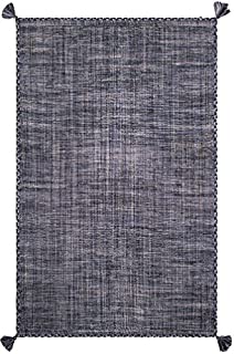 Fab Habitat - 100% Recycled Cotton Flat Weave, Handwoven Floor Mat/Rug, Asana - Indigo (4' x 6')