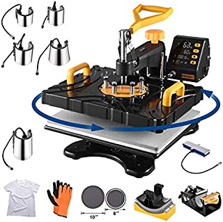 Heat Press Machine,11 In1 Heat Transfer Machine 12X15-800W, Digital Multifunctional LCD Timer 360° Press Machine Combo Kit-Swing Away Shirt Printing Machine for T-Shirt Hat/Cap Mug Plate Bag