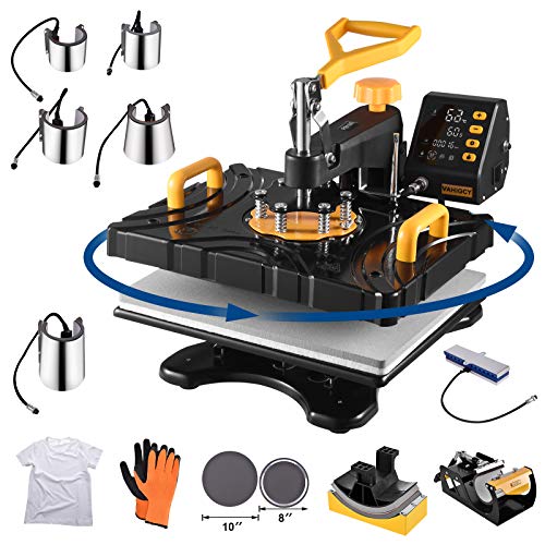 Heat Press Machine,11 In1 Heat Transfer Machine 12X15-800W, Digital Multifunctional LCD Timer 360° Press Machine Combo Kit-Swing Away Shirt Printing Machine for T-Shirt Hat/Cap Mug Plate Bag