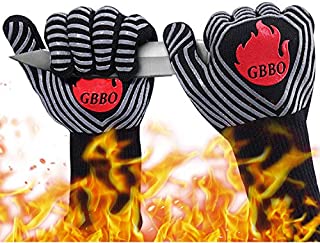 GBBO BBQ Gloves 1472°F Heat Resistant Oven Gloves, Food Grade Premium Non-Slip Silicone Oven Mitts Cooking Gloves for Home Kitchen, Grill Gloves for Barbecue, Cooking, Baking, Welding, Cutting