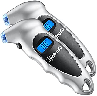 AstroAI 2 Pack Digital Tire Pressure Gauge 150 PSI 4 Settings for Car Truck Bicycle with Backlit LCD and Non-Slip Grip, Silver