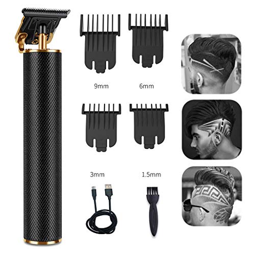 Electric Pro Li Hair Clippers Grooming Rechargeable Cordless Close Cutting T-Blade Trimmer for Men 0mm Baldheaded Hair Clippers Zero Gapped Detail Beard Shaver Barbershop (Black)