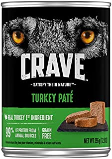 CRAVE Grain Free Adult Canned High Protein Natural Soft Wet Dog Food Turkey Paté, (12) 12.5 oz. Cans