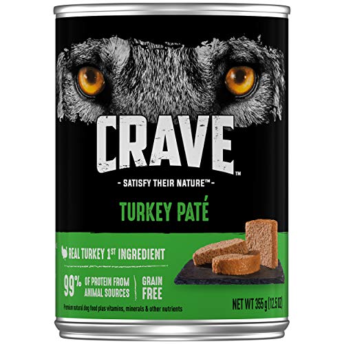 CRAVE Grain Free Adult Canned High Protein Natural Soft Wet Dog Food Turkey Paté, (12) 12.5 oz. Cans