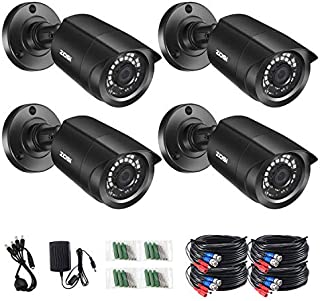 ZOSI 1080P 4 Pack HD-TVI Security Bullet Cameras Outdoor Indoor Weatherproof with 24pcs IR LEDs 80ft Night Vision for 720P/1080N/1080P/5MP/4K HD-TVI AHD CVI Analog Surveillance CCTV DVR Systems