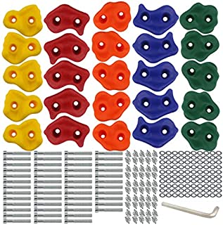 Ogrmar 25 PCS Rock Climbing Holds Set with Mounting Screws and Hardware for DIY Kids Indoor and Outdoor Play Set Use White