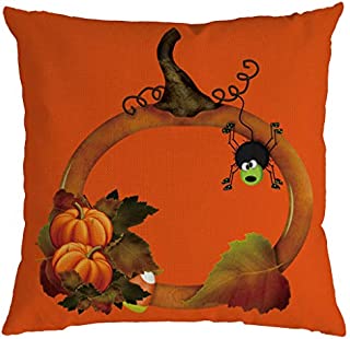 HYSGM 45cm 18 Inches Halloween Theme Thriller Ghost Pumpkin Pillow Case for Home Sofa Decoration Throw Cushion Cover (D)