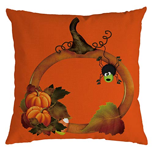 HYSGM 45cm 18 Inches Halloween Theme Thriller Ghost Pumpkin Pillow Case for Home Sofa Decoration Throw Cushion Cover (D)