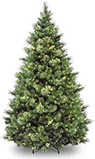 National Tree Company'Feel Real' Pre-lit Artificial Christmas Tree | Includes Pre-strung White Lights | Flocked with Cones | Carolina Pine - 7 ft