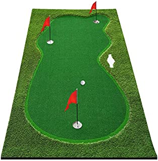 BOBURN Golf Putting Green/Mat-Golf Training Mat- Professional Golf Practice Mat- Green Long Challenging Putter for Indoor/Outdoor (5x10ft Green)