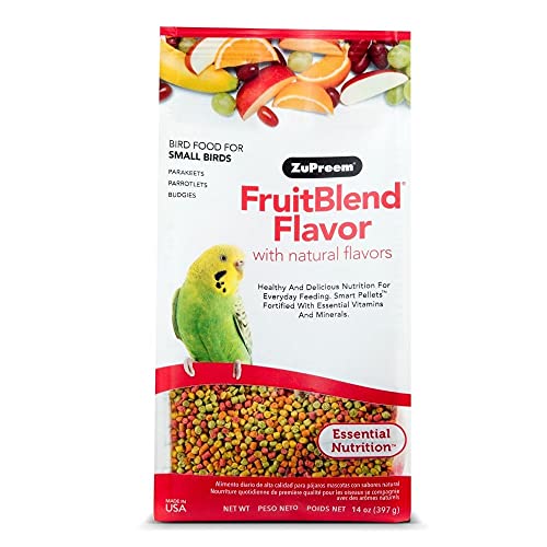 ZuPreem FruitBlend Flavor Pellets Bird Food for Small Birds, 2 lb - Powerful Pellets Made in USA, Naturally Flavored for Parakeets, Budgies, Parrotlets