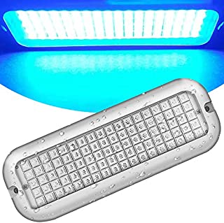 HUSUKU P1 90LED 5050 SMD 6.6Inch 10-36V IP68 Marine LED Lights for Boat Underwater, Blue, 316 Stainless Steel, Surface Mount for Yacht Bass Boat Fishing Garden Dock Pool ATV Pontoon Sailboat Skiff