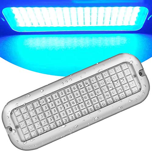 HUSUKU P1 90LED 5050 SMD 6.6Inch 10-36V IP68 Marine LED Lights for Boat Underwater, Blue, 316 Stainless Steel, Surface Mount for Yacht Bass Boat Fishing Garden Dock Pool ATV Pontoon Sailboat Skiff