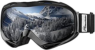 OutdoorMaster OTG Ski Goggles - Over Glasses Ski/Snowboard Goggles for Men, Women & Youth - 100% UV Protection (Black Frame + VLT 10% Grey Lens with REVO Silver)