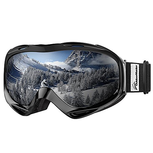 OutdoorMaster OTG Ski Goggles - Over Glasses Ski/Snowboard Goggles for Men, Women & Youth - 100% UV Protection (Black Frame + VLT 10% Grey Lens with REVO Silver)