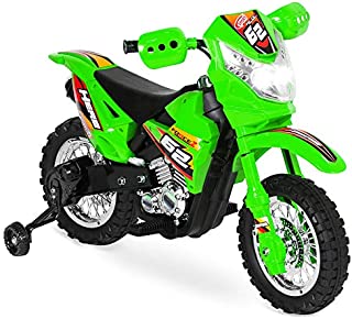 Best Choice Products Kids 6V Ride On Motorcycle w/ Treaded Tires, Working Headlights, 2mph Top Speed, Training Wheels, Realistic Sounds, Music, Battery Charger - Green