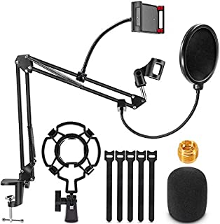 Microphone Stand, Magicfun Mic Boom Arm Desk Adjustable Suspension Boom Scissor Arm for Blue Yeti Snowball & Other Mics for Professional Streaming, Voice-Over, Recording, Games