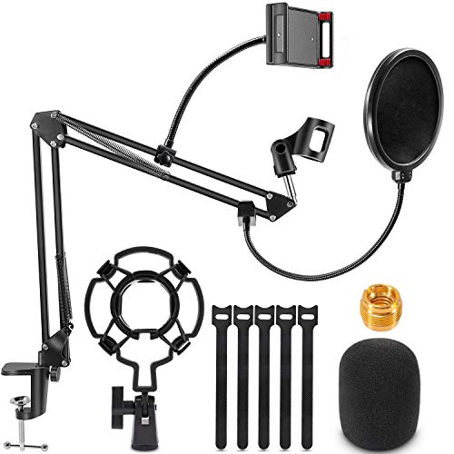 Microphone Stand, Magicfun Mic Boom Arm Desk Adjustable Suspension Boom Scissor Arm for Blue Yeti Snowball & Other Mics for Professional Streaming, Voice-Over, Recording, Games