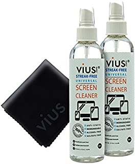 Screen Cleaner  vius Premium Screen Cleaner Spray for LCD LED TVs, Laptops, Tablets, Monitors, Phones, and Other Electronic Screens - Gently Cleans Fingerprints, Dust, Oil (8oz 2-Pack)