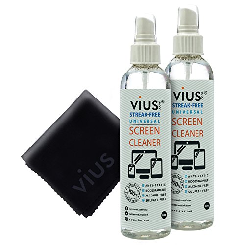 Screen Cleaner  vius Premium Screen Cleaner Spray for LCD LED TVs, Laptops, Tablets, Monitors, Phones, and Other Electronic Screens - Gently Cleans Fingerprints, Dust, Oil (8oz 2-Pack)