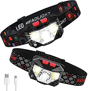 LED Headlamp Flashlights, 2 Pack USB Rechargeable Head Lamps 1100 Lumen With Red White Light, Waterproof Headlight with Adjustable Headband for Nighttime Walking, Hiking, Adventure, Camping, Repair