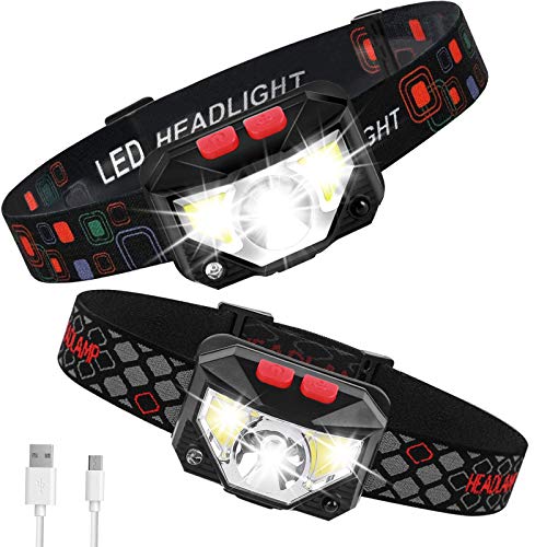 LED Headlamp Flashlights, 2 Pack USB Rechargeable Head Lamps 1100 Lumen With Red White Light, Waterproof Headlight with Adjustable Headband for Nighttime Walking, Hiking, Adventure, Camping, Repair