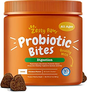 Zesty Paws Probiotic for Dogs - Probiotics for Gut Flora, Digestive Health, Occasional Diarrhea & Bowel Support - Clinically Studied DE111 - Functional Dog Supplement Soft Chews for Pet Immune System