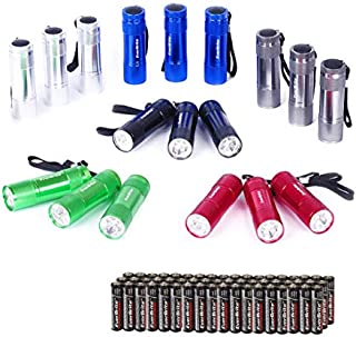 EverBrite 18-pack Mini LED Flashlight Set - Portable Flashlights Ideal for Hurricane Supplies Camping, Night Reading, Cycling, BBQ, Party, Backpacking - Includes Lanyard & 54 x AAA Batteries