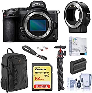 Nikon Z5 Full Frame Mirrorless Digital Camera (Body Only) Bundle with FTZ Mount Adapter, 64GB SD Card, Backpack, Wrist Strap, Extra Battery, Octopus Tripod, Screen Protector, Cleaning Kit