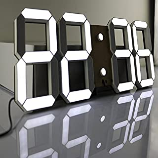 CO-Z Multi-Functional Remote Control Large 17.3 X 6.3 X 0.6 Inches LED Digital Wall Clock with Countdown Timer Temperature Date (Black Shell White Digital)