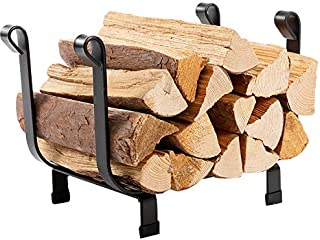 DOEWORKS 17 Inches Small Decorative Indoor/Outdoor Firewood Log Rack Bin with Scrolls, Black