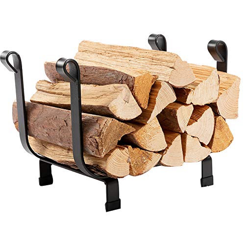 DOEWORKS 17 Inches Small Decorative Indoor/Outdoor Firewood Log Rack Bin with Scrolls, Black