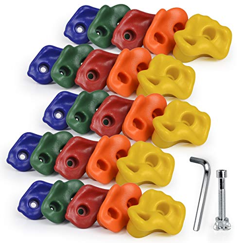 SSBRIGHT Sets of 25 Multi-Colored Kids&Adults Large Rock Climbing Holds Climbing Rocks for Outdoor Indoor Home Playground DIY Climbing Wall Grip Kits Holds up to 440lbs with Secure Mounting Hardware