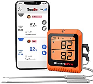 ThermoPro 500ft Long Range Bluetooth Meat Thermometer Wireless Grill Thermometer with Dual Probe Smart Rechargeable BBQ Thermometer for Grilling and Smoking