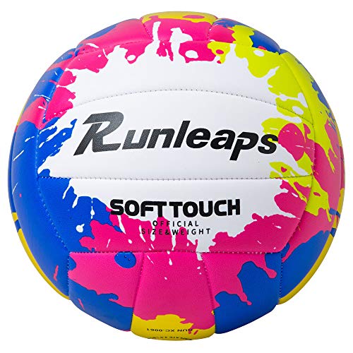 Beach Volleyball Official Size 5 - Runleaps Soft Waterproof Volleyball Sand Sports PU Ball for Indoor, Outdoor, Pool, Gym, Training