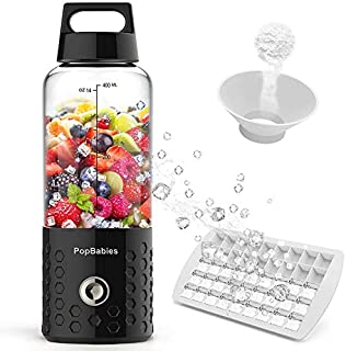 PopBabies Personal Smoothie Blender, Portable Blender, Battery Powered USB Blender to go Black