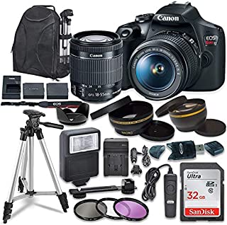 Canon EOS Rebel T7 Digital SLR Camera with Canon EF-S 18-55mm Image Stabilization II Lens, Sandisk 32GB SDHC Memory Cards, Accessory Bundle