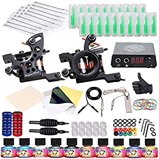 Dragonhawk Complete Tattoo Kit 2 Machine Gun 10 Color Inks Power Supply