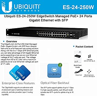 EdgeSwitch ES-24-250W 24-Port Managed PoE+ Gigabit Switch with SFP 250-Watt