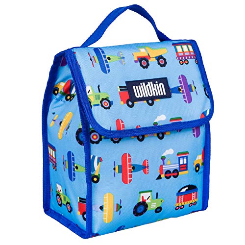 Wildkin Kids Insulated Lunch Bag for Boys and Girls,Lunch Bags Ideal Size for Packing Hot or Cold Snacks for School and Travel, Mom's Choice Award Winner,BPA-Free,Olive Kids(Trains, Planes and Trucks)