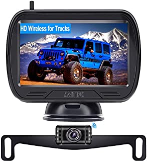 AMTIFO W3 HD Digital Wireless Backup Camera with Monitor Kit,Hitch Rear View Camera for Trucks,Cars,SUVS,Campers,DIY Guide Lines,Flip Image