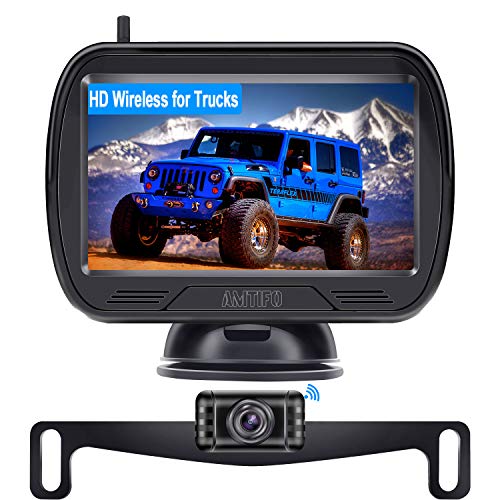 AMTIFO W3 HD Digital Wireless Backup Camera with Monitor Kit,Hitch Rear View Camera for Trucks,Cars,SUVS,Campers,DIY Guide Lines,Flip Image