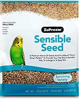 ZuPreem Sensible Seed Bird Food for Small Birds, 2 lb - Premium Blend of Seeds and FruitBlend Pellets for Parakeets, Budgies, Parrotlets, Canaries, Finches