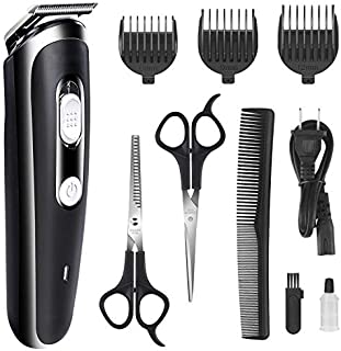 Hair Clipper for Men Professional Cordless Clippers Rechargeable Electric Hair Trimmer Beard Trimmer Kit for Kid and Adults Suitable for Home Daily Use Comes with Scissors 3 Guide CombBlack