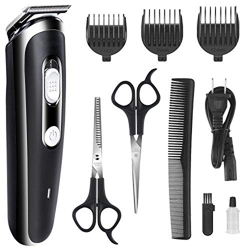 Hair Clipper for Men Professional Cordless Clippers Rechargeable Electric Hair Trimmer Beard Trimmer Kit for Kid and Adults Suitable for Home Daily Use Comes with Scissors 3 Guide CombBlack